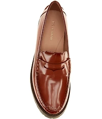 Cole Haan Women's Treena Glazed Leather Lug Sole Penny Loafers