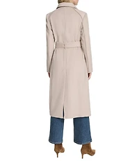 Cole Haan Wool Blend Water Resistant Stand Collar Belted Wrap Coat