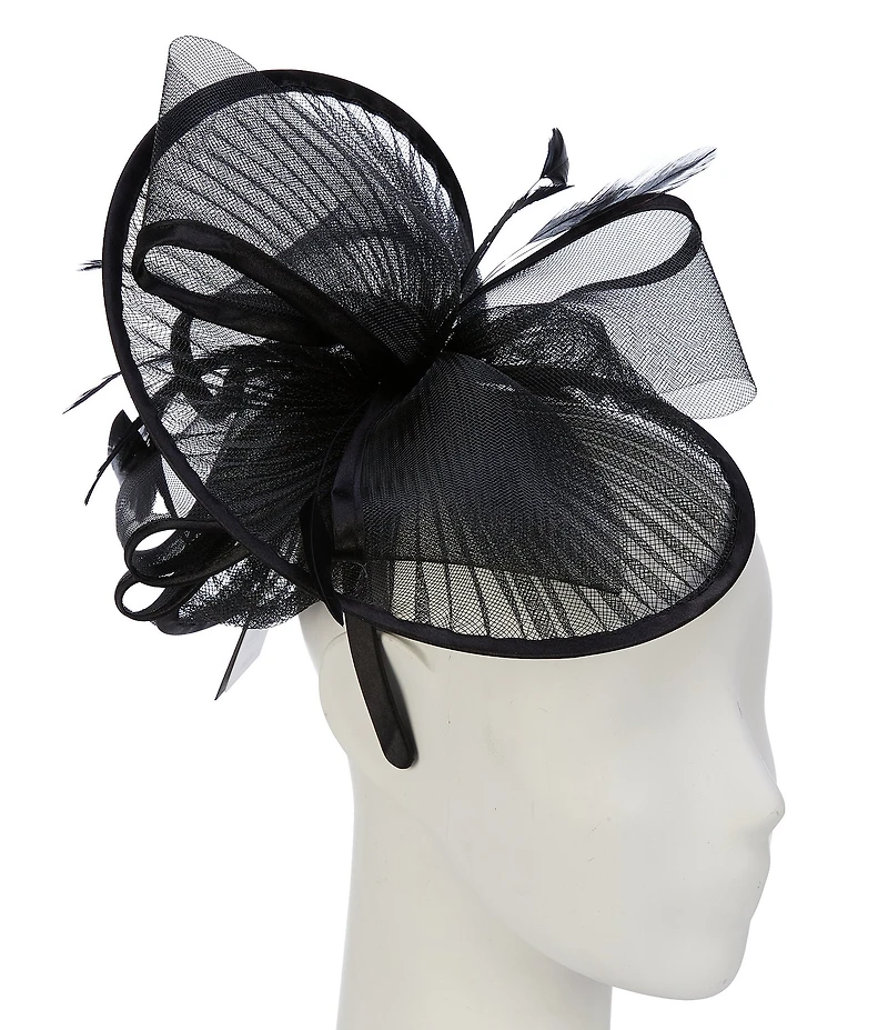 Collection 18 Sheer Pleated Feather Fascinator