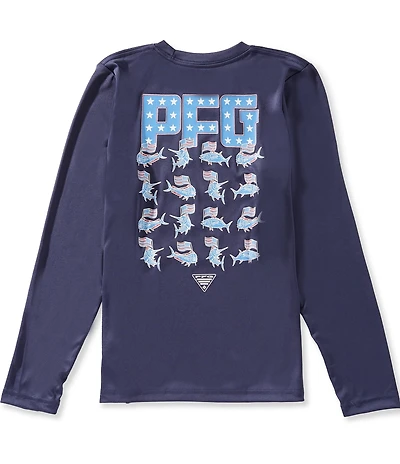 Columbia Boys Long Sleeve Y Terminal Tackle PFG Fish Bars Shirt