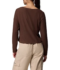 Columbia Brea Falls Grid Scoop Neck Long Sleeve Henley Shirt