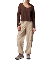 Columbia Brea Falls Grid Scoop Neck Long Sleeve Henley Shirt