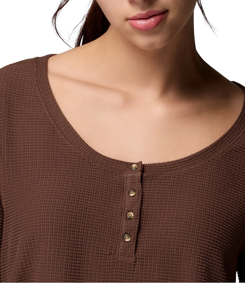 Columbia Brea Falls Grid Scoop Neck Long Sleeve Henley Shirt