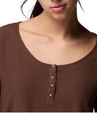 Columbia Brea Falls Grid Scoop Neck Long Sleeve Henley Shirt