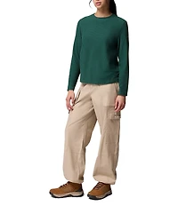 Columbia Brea Falls Grid Stretch Knit Crew Neck Long Sleeves Omni-Wick Tee
