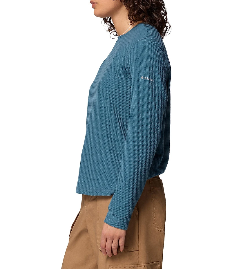 Columbia Brea Falls Grid Stretch Knit Crew Neck Long Sleeves Omni-Wick Tee