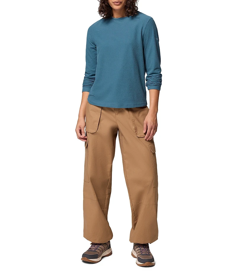 Columbia Brea Falls Grid Stretch Knit Crew Neck Long Sleeves Omni-Wick Tee