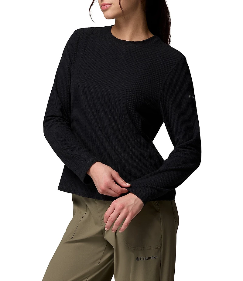Columbia Brea Falls Grid Stretch Knit Crew Neck Long Sleeves Omni-Wick Tee