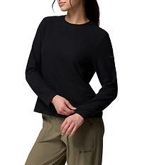 Columbia Brea Falls Grid Stretch Knit Crew Neck Long Sleeves Omni-Wick Tee