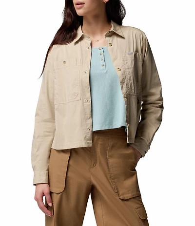 Columbia Brea Falls Woven Point Collar Long Sleeves Button Front Top