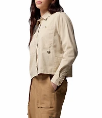 Columbia Brea Falls Woven Point Collar Long Sleeves Button Front Top