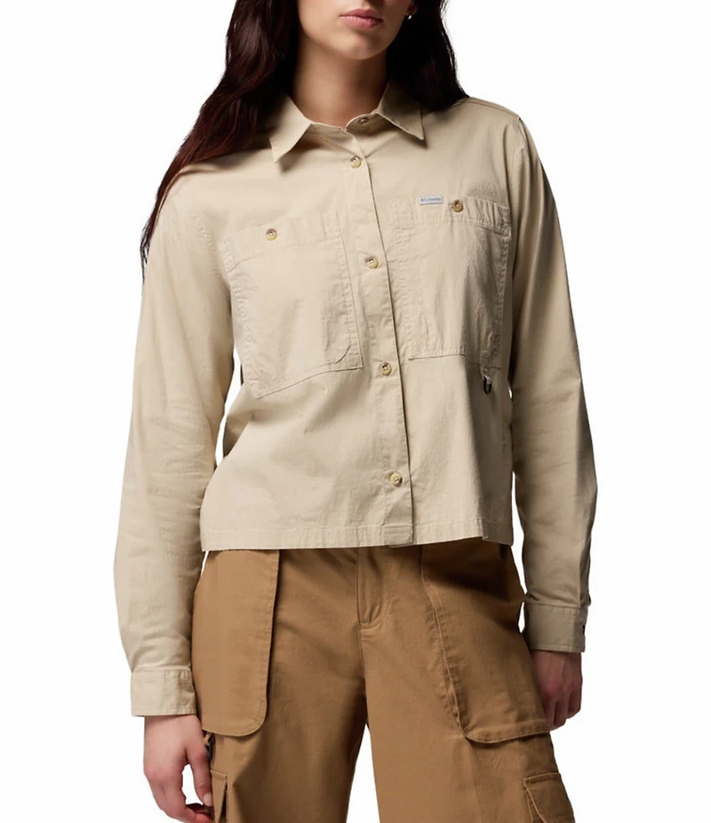 Columbia Brea Falls Woven Point Collar Long Sleeves Button Front Top
