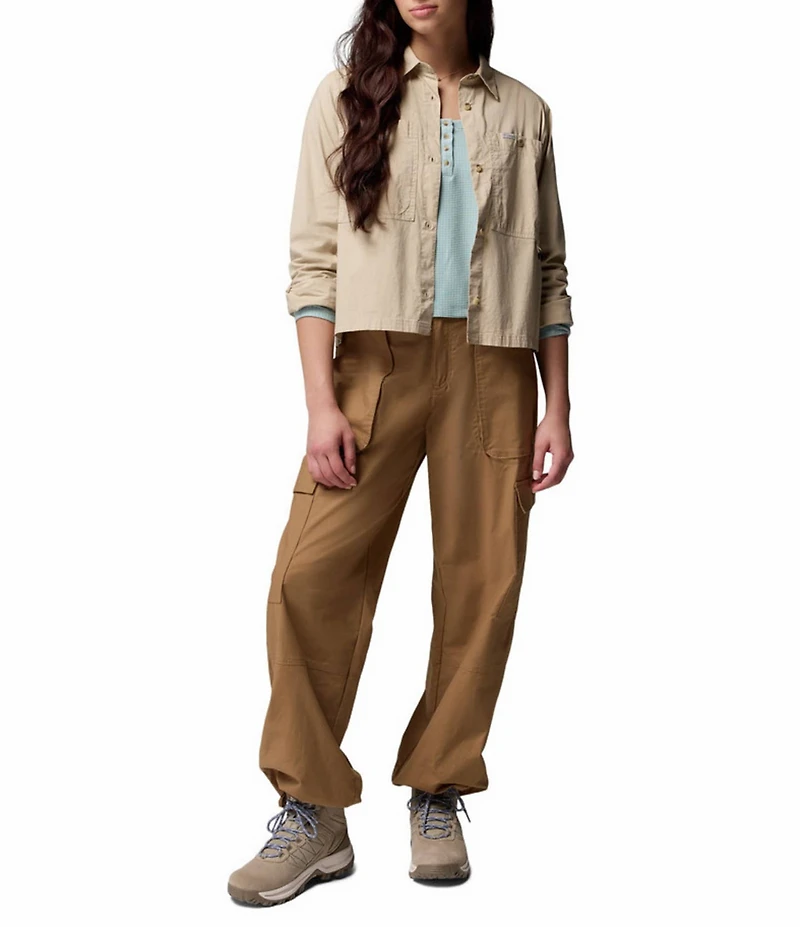 Columbia Brea Falls Woven Point Collar Long Sleeves Button Front Top