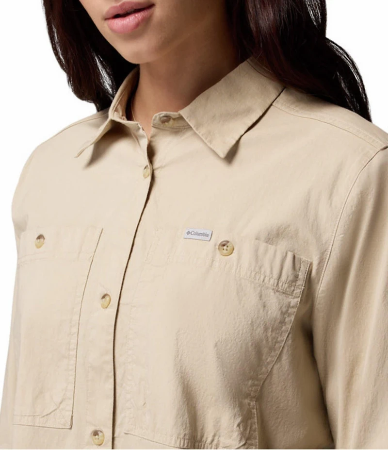 Columbia Brea Falls Woven Point Collar Long Sleeves Button Front Top
