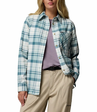 Columbia Calico Basin Stretch Flannel Point Collar Button Front Plaid Shirt
