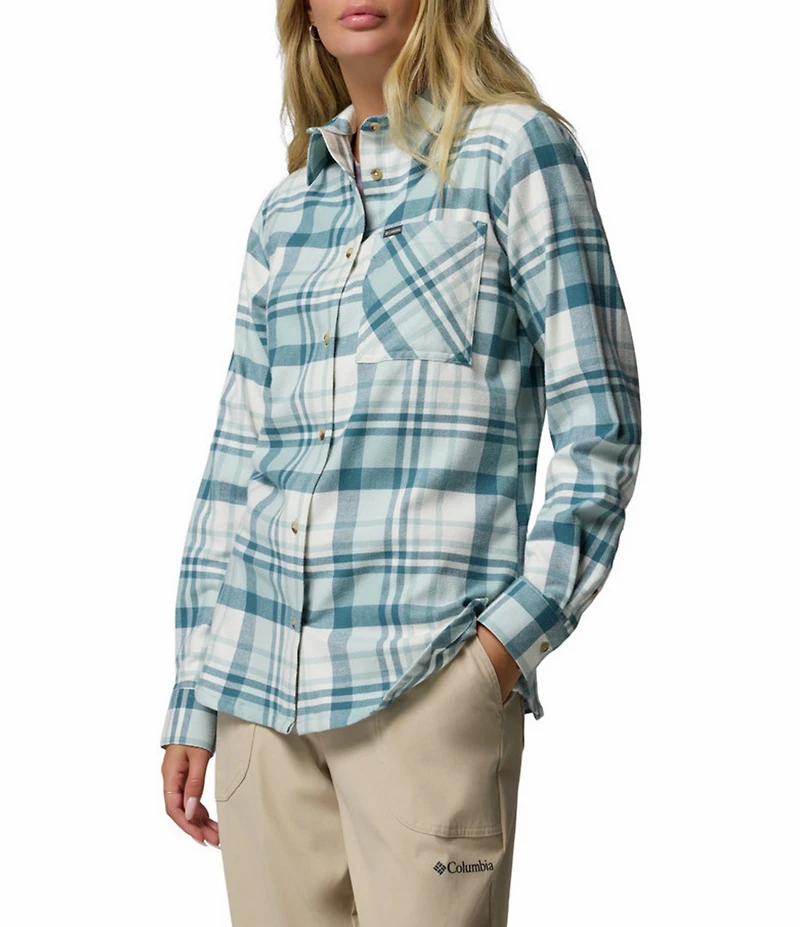 Columbia Calico Basin Stretch Flannel Point Collar Button Front Plaid Shirt