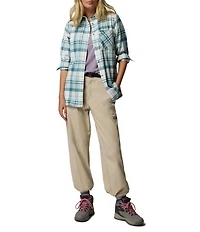 Columbia Calico Basin Stretch Flannel Point Collar Button Front Plaid Shirt