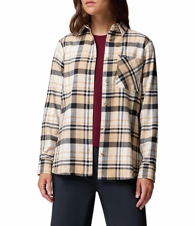 Columbia Calico Basin Stretch Flannel Point Collar Button Front Plaid Shirt