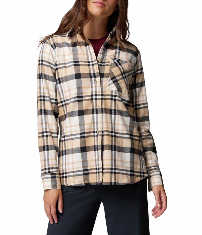 Columbia Calico Basin Stretch Flannel Point Collar Button Front Plaid Shirt