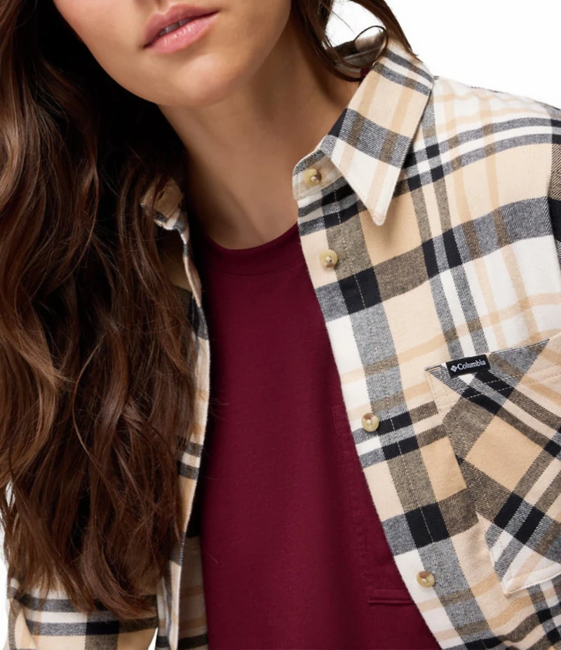 Columbia Calico Basin Stretch Flannel Point Collar Button Front Plaid Shirt