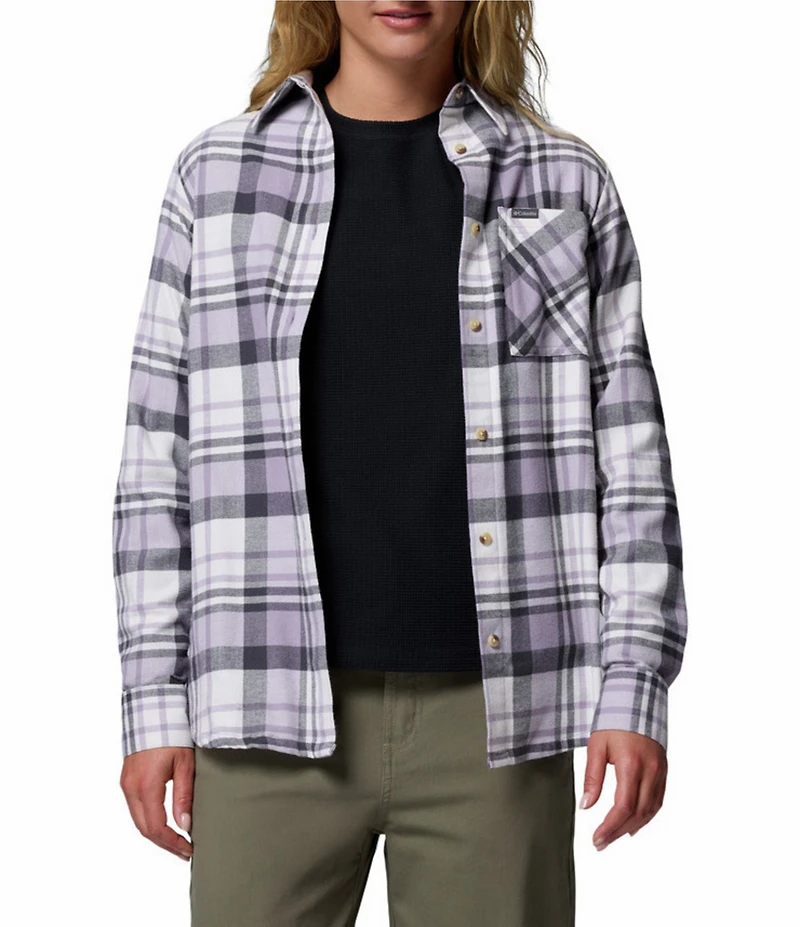 Columbia Calico Basin Stretch Flannel Point Collar Button Front Plaid Shirt