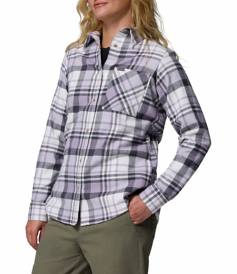 Columbia Calico Basin Stretch Flannel Point Collar Button Front Plaid Shirt