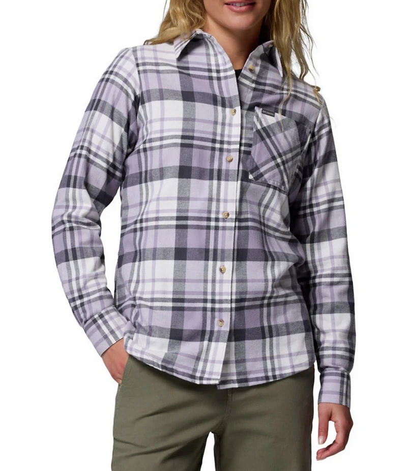 Columbia Calico Basin Stretch Flannel Point Collar Button Front Plaid Shirt