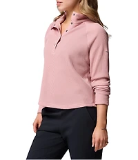 Columbia Holly Hideaway Waffle Knit Mock Neck Long Sleeves Snap Front Top