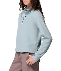 Columbia Holly Hideaway Waffle Knit Mock Neck Long Sleeves Snap Front Top