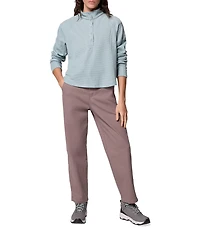 Columbia Holly Hideaway Waffle Knit Mock Neck Long Sleeves Snap Front Top