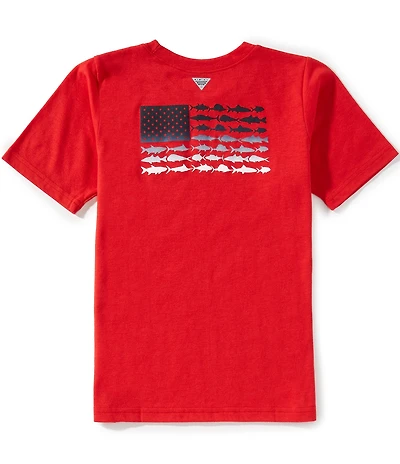 Columbia Little/Big Boys Short Sleeve PFG™ Elements Fish Flag Graphic T-Shirt