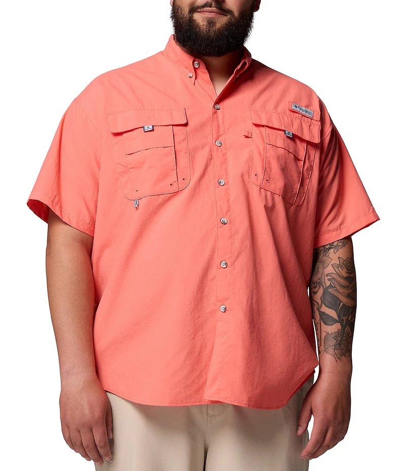 Columbia PFG Big & Tall Bahama II Solid Short-Sleeve Woven Shirt