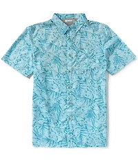 Columbia PFG Big & Tall Super Slack Tide Leaf Print Short Sleeve Woven Shirt