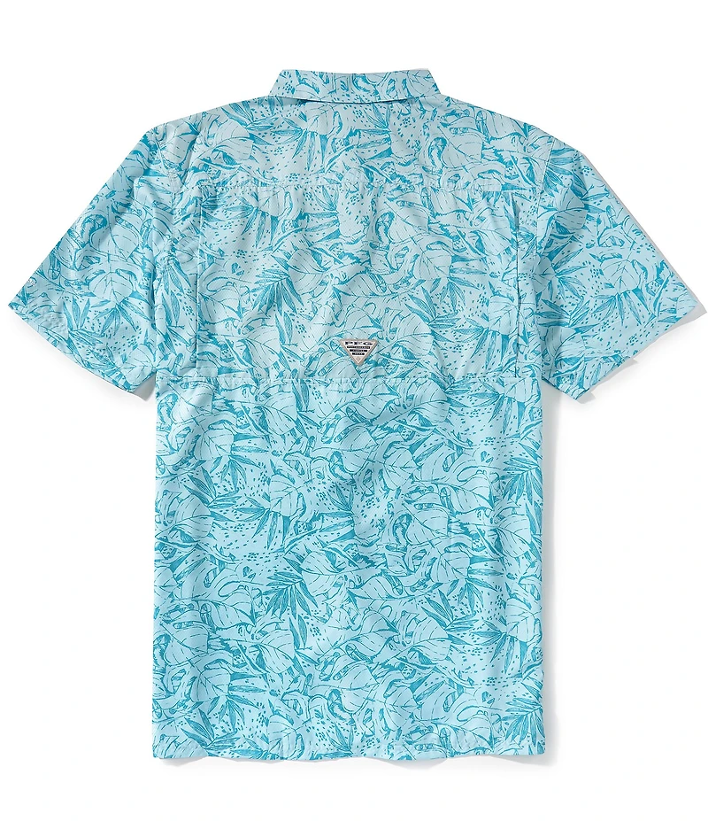 Columbia PFG Big & Tall Super Slack Tide Leaf Print Short Sleeve Woven Shirt