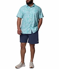 Columbia PFG Big & Tall Super Slack Tide Leaf Print Short Sleeve Woven Shirt
