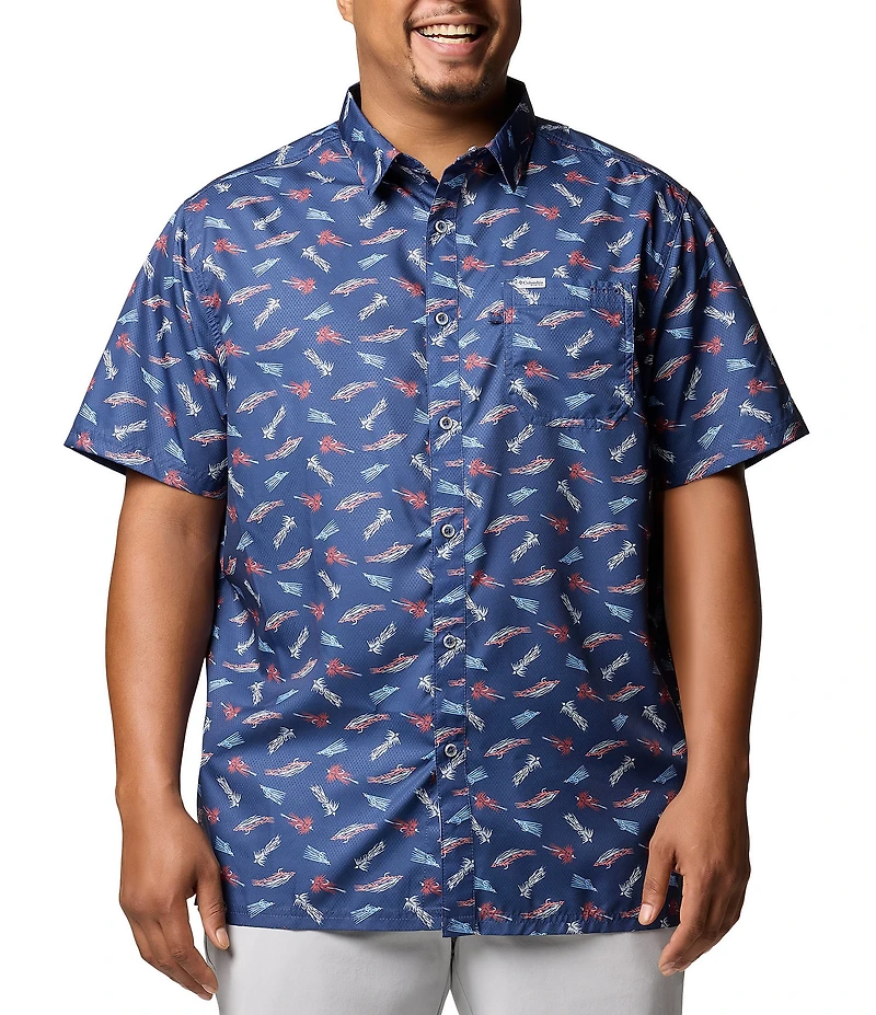 Columbia PFG Big & Tall Super Slack Tide Printed Short Sleeve Woven Shirt