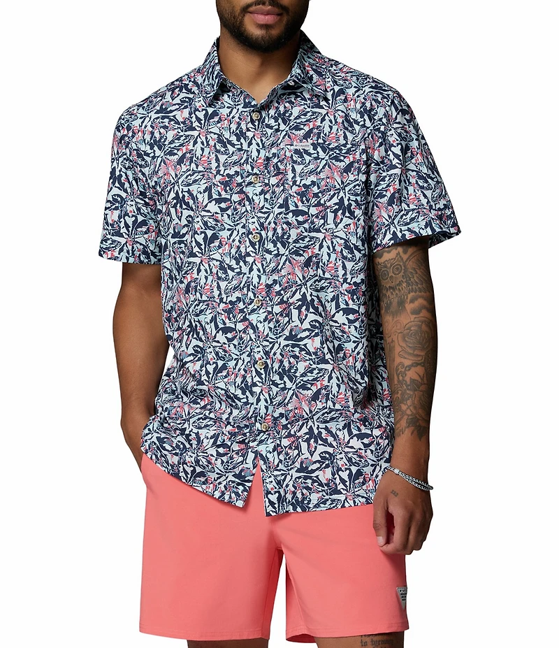 Columbia PFG Big & Tall Super Slack Tide Printed Short Sleeve Woven Shirt