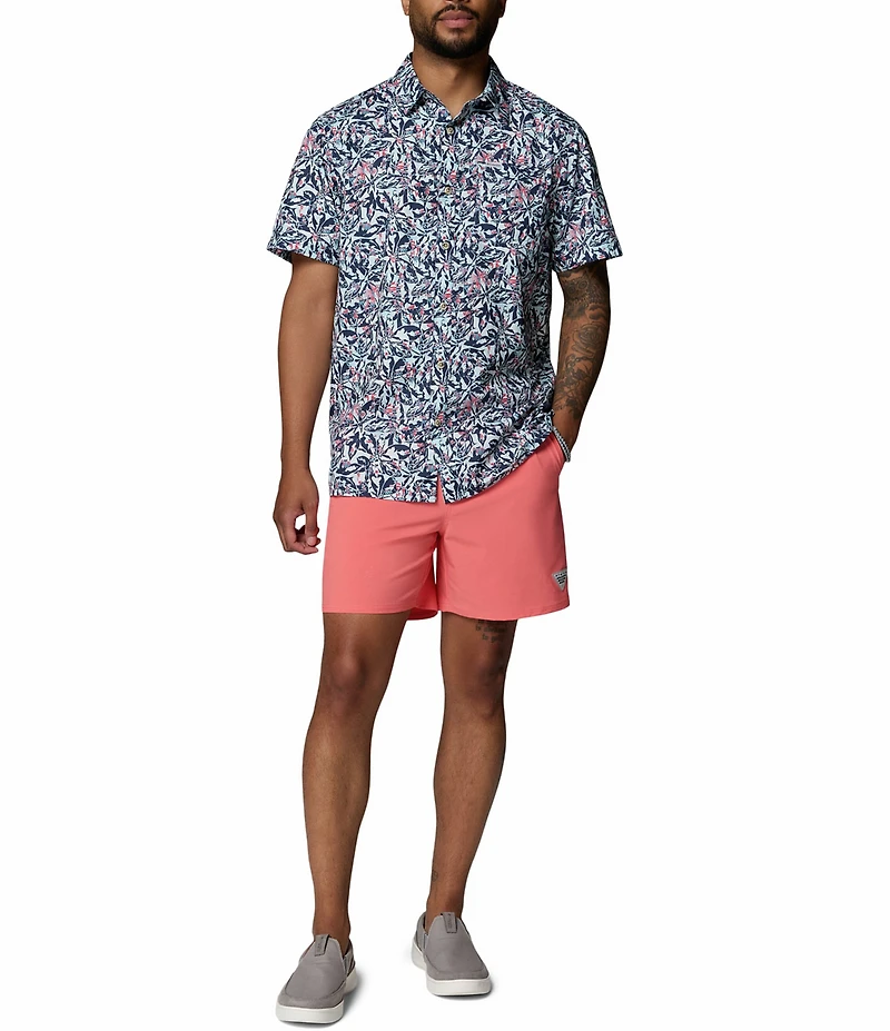 Columbia PFG Big & Tall Super Slack Tide Printed Short Sleeve Woven Shirt