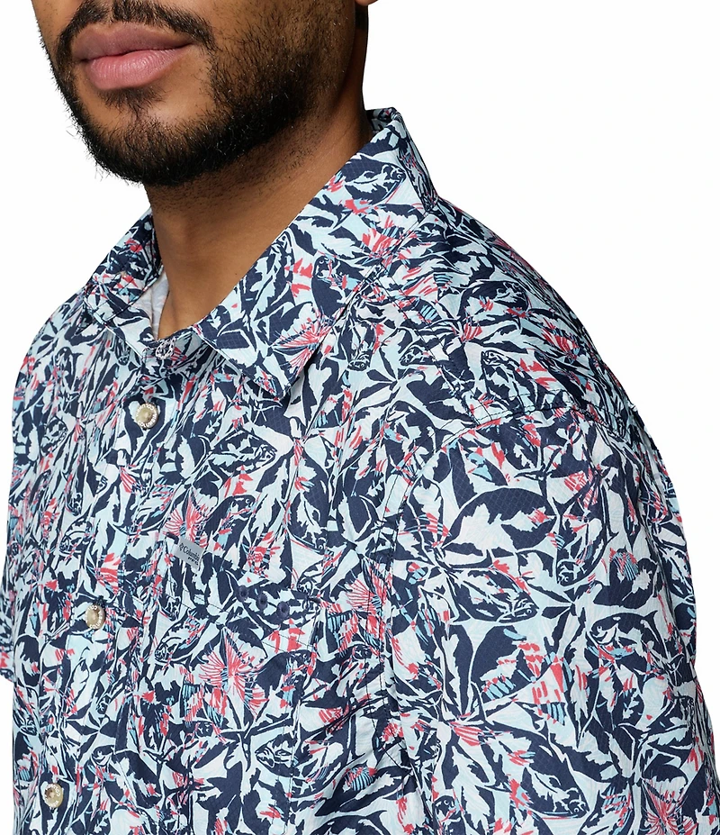 Columbia PFG Big & Tall Super Slack Tide Printed Short Sleeve Woven Shirt