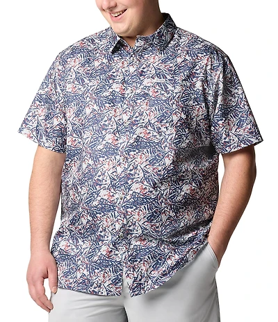 Columbia PFG Big & Tall Super Slack Tide Short Sleeve Fish Print Woven Shirt