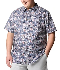Columbia PFG Big & Tall Super Slack Tide Short Sleeve Fish Print Woven Shirt