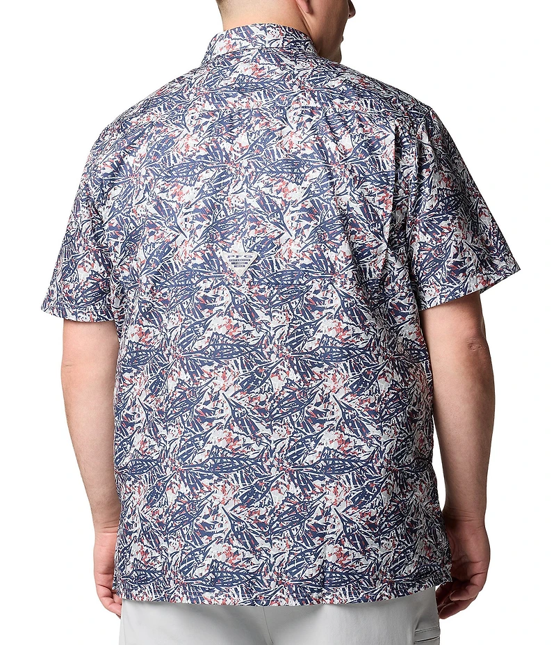 Columbia PFG Big & Tall Super Slack Tide Short Sleeve Fish Print Woven Shirt