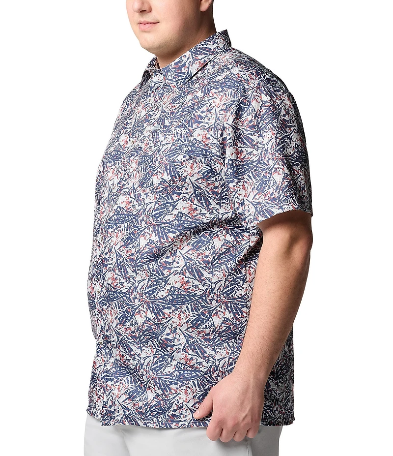Columbia PFG Big & Tall Super Slack Tide Short Sleeve Fish Print Woven Shirt