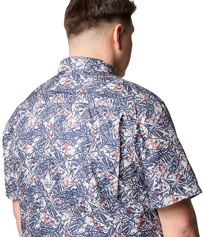 Columbia PFG Big & Tall Super Slack Tide Short Sleeve Fish Print Woven Shirt