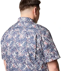 Columbia PFG Big & Tall Super Slack Tide Short Sleeve Fish Print Woven Shirt