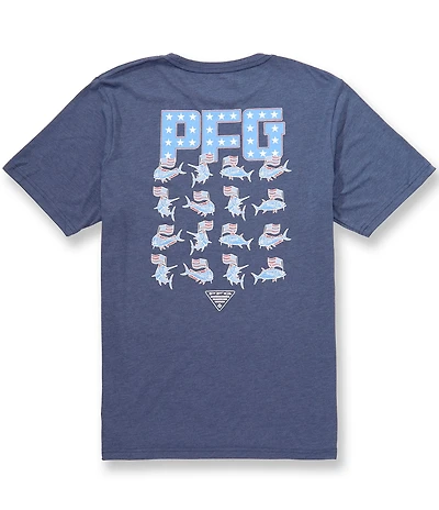 Columbia PFG Lure Lineup Fish Americana Flag Short Sleeve T-Shirt