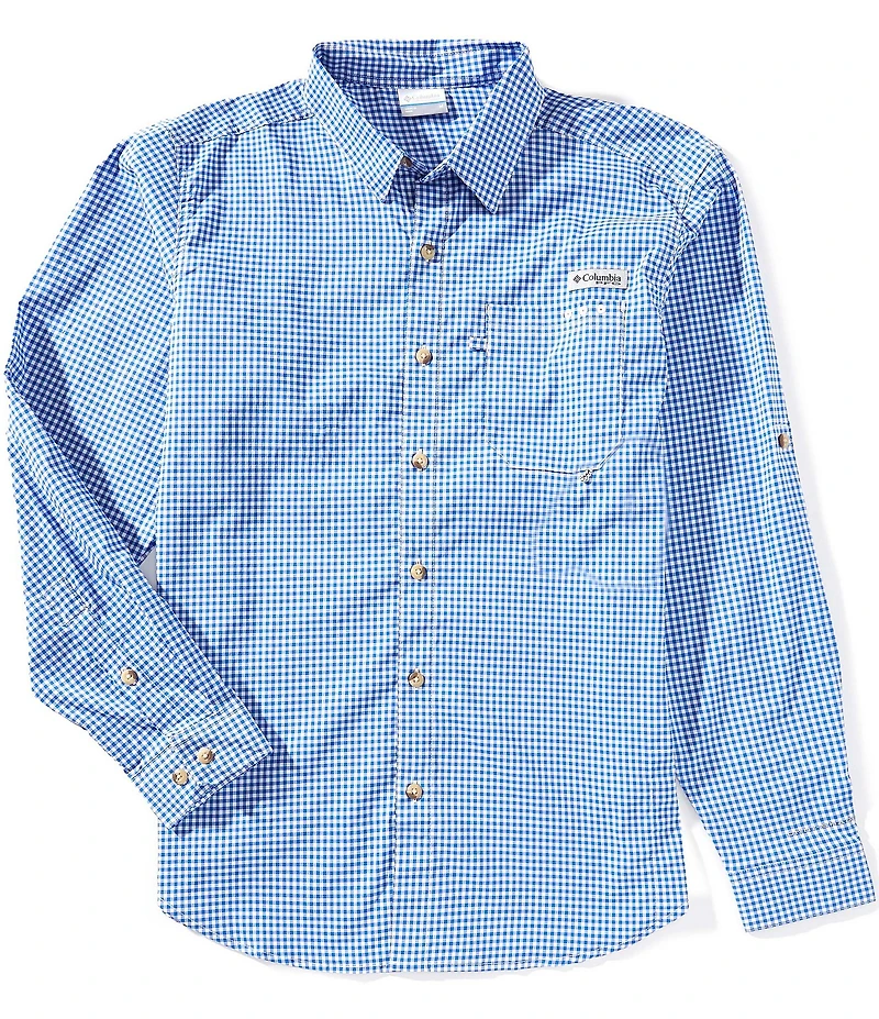 Columbia PFG Performance Stretch Harbor Peak Gingham Long Sleeve Woven Shirt