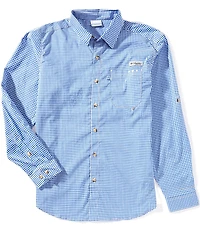 Columbia PFG Performance Stretch Harbor Peak Gingham Long Sleeve Woven Shirt