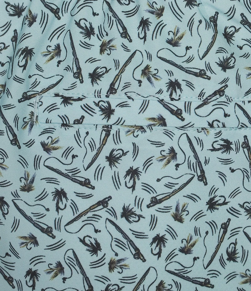 Columbia PFG Rambler Fish Print 6#double; Inseam Shorts