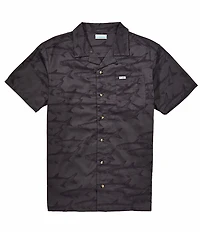 Columbia PFG River Lodge Fish Print Short Sleeve Woven Camp Shirt